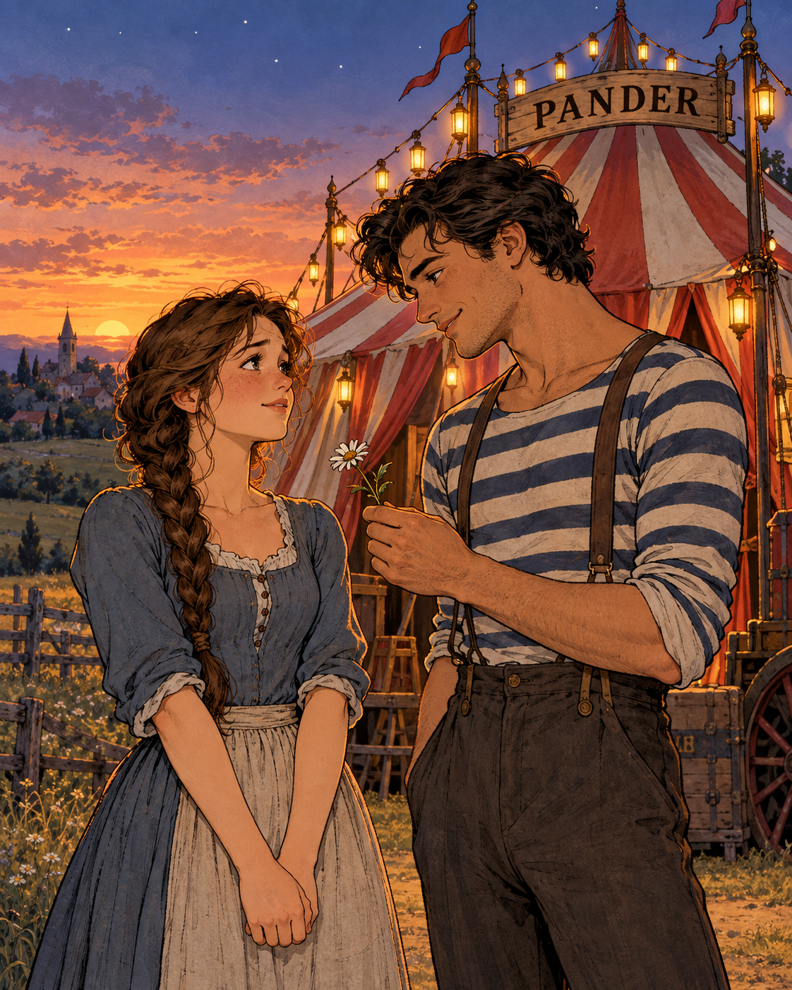 Illustration de Joséphine et Roger, l'artiste du cirque Pander qu'elle aimait, au début du XXe siècle