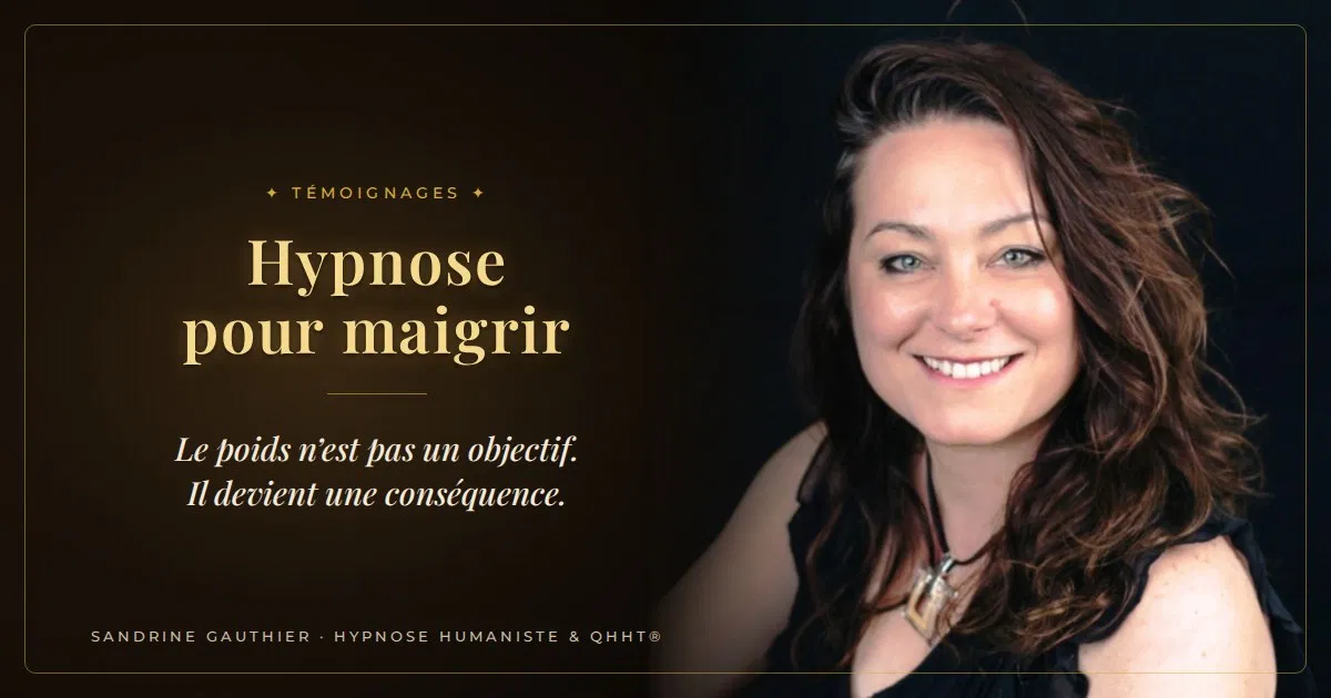 Sandrine Gauthier, hypnothérapeute, et des témoignages d'hypnose pour maigrir : le poids n'est pas un objectif, il devient une conséquence